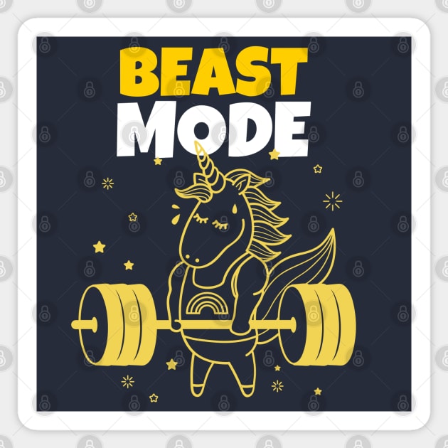 Beast Mode On - Unicorn Workout - Motivational Gym Quote Sticker by stokedstore